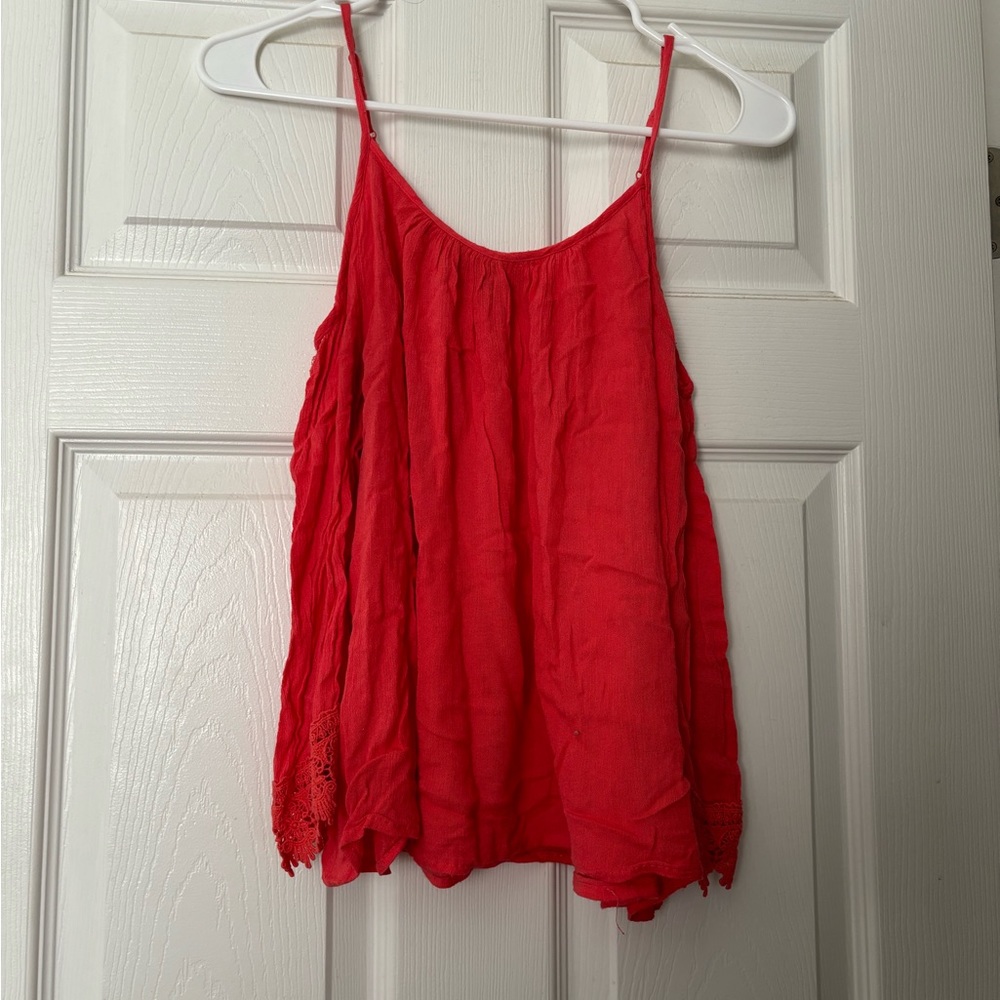 Deep pink cut out shoulders top